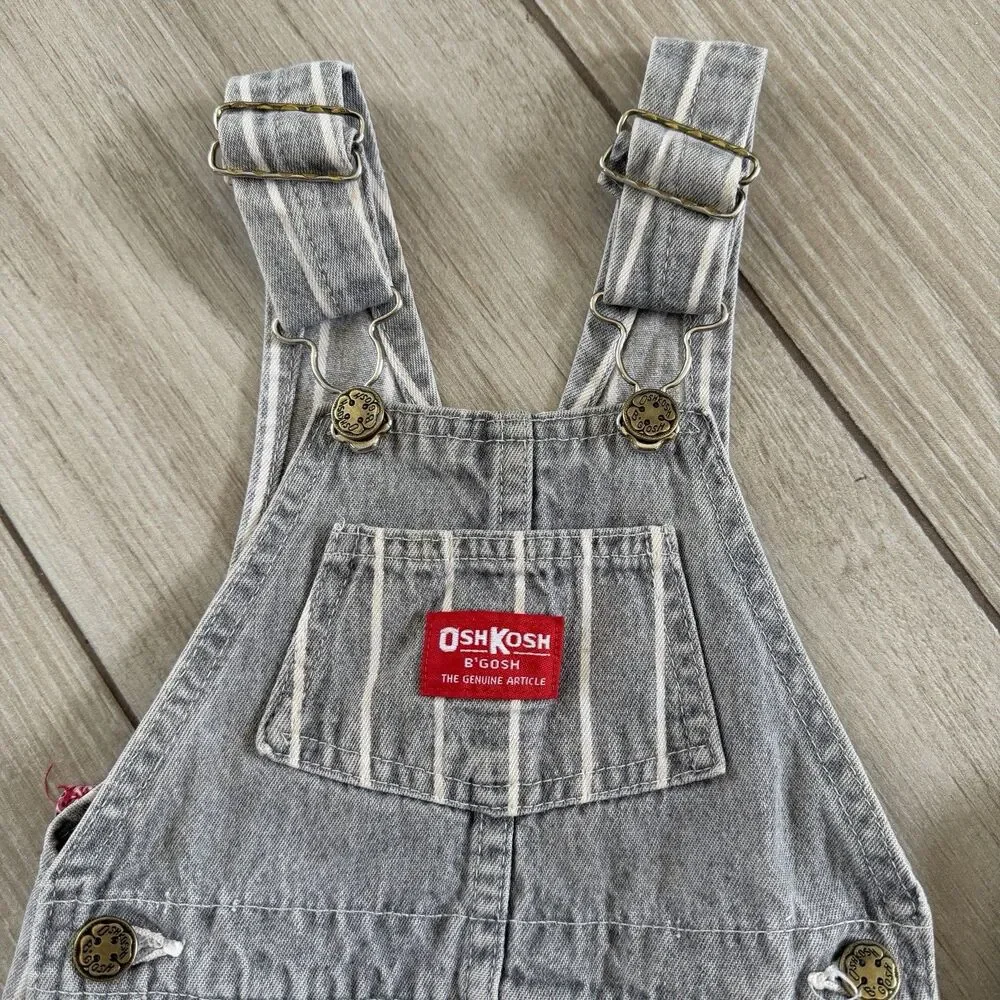 Vintage OshKosh Bgosh Jean Stripe Toddler Overalls Bundle 2T/3T USA Lot Vestback